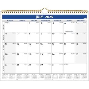 2025-2026 Wall Calendar - Jul 2025 –Dec 2026, 18 Months Calendar 2025-2026, 14.57 x 11.42 In, 2025-2026 Calendar, Monthly Calendar with Ruled Blocks, Thick Paper, Holidays, To-do ＆ Notes, Blue & Grey