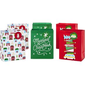 Hallmark 9" Medium Paper Gift Bags (Pack of 8 - White & Kraft) for Easter, Birthdays, Mother's Day, Weddings, Graduations, Baby Showers, Bridal Showers, Care Packages and More