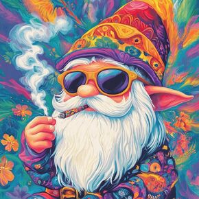 Keyifa 5d Diamond Painting Smoking Gnome Diamond Art Kits للبالغين ، طقم جولة الكامل Gnome Diamond Paint