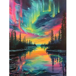 BXXRBX Aurora Diamond Art Painting Kits for Adults- Landscape Diamond Painting Kits for Adults, Scenery Gem Painting Kit for for Gift Home Wall Decor 12x16Inch