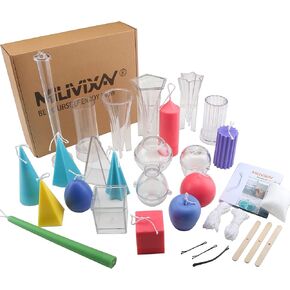 MILIVIXAY 11pcs Candle Molds Set-Candle Making Kit-DIY Candle Making Supplies Pyramid & Cylinder & Ball Sphere & Pillar & Apple & Square & Egg & Cones & Taper Mold