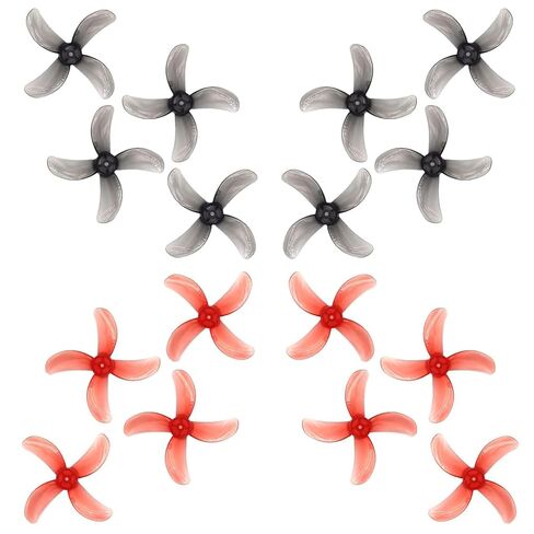 Gemfan 40mm 1609 4-Blade FPV Propellers with 1mm Center Hole for RC Freestyle Tiny Whoop Drones for 0802 1102 1103 Brushless Motors (Clear Red, Clear Gray, 16pcs - 8CW 8CCW) in Kuwait