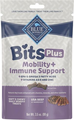 Blue Buffalo Blue Bits Plus Skin & Coat and Immune Support Dog Treats, Salmon, 3.5-oz. Bag in Kuwait