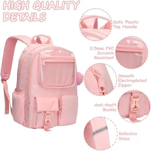 حقيبة الظهر الفتيات في سن المراهقة ، حقيبة الكتب في سن المراهقة ، سفر اليومية ، حقيبة ITA ، حقيبة ظهر مدرسية مقاومة للماء ، حقيبة ظهر للبنات ، النساء الأرجواني in Kuwait