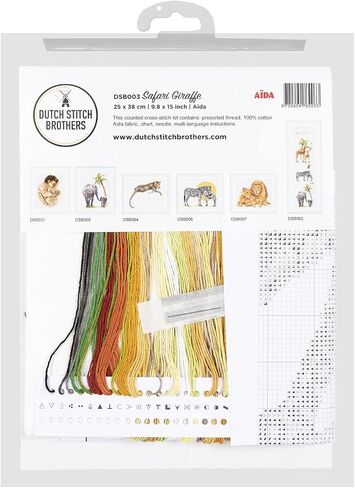 Dutch Stitch Brothers - Counted Cross Stitch Kit - DSB005A - Safari Elephant - White Aida - 15 x 9,8 Inch - Embroidery Kit for Adults in Kuwait