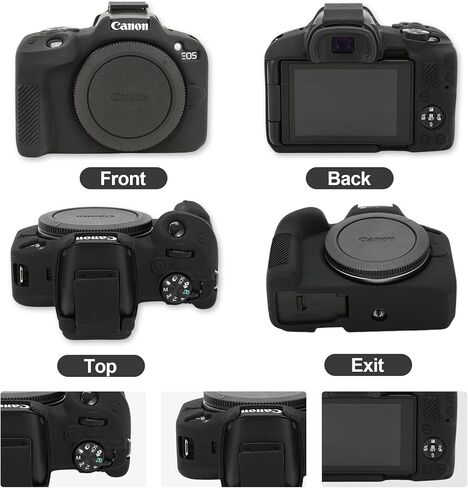 Compatible with Canon EOS R50 Camera Case Accessories kit[with 2 LCD Tempered Films],EOS R50 Silicone Protective Case Digital Camera case Enhanced Grip Sensation Lightweight 9H 0.25mm-White in Kuwait