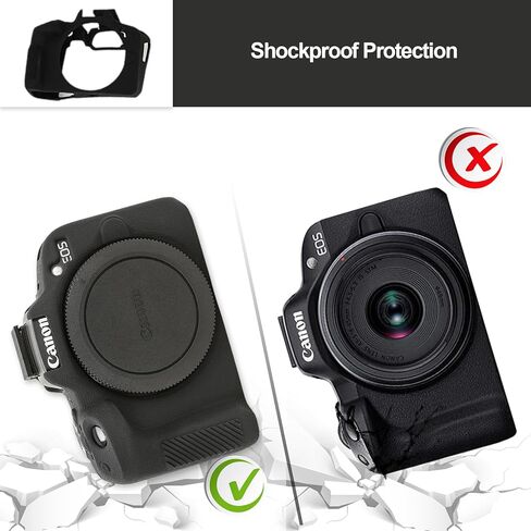 Compatible with Canon EOS R50 Camera Case Accessories kit[with 2 LCD Tempered Films],EOS R50 Silicone Protective Case Digital Camera case Enhanced Grip Sensation Lightweight 9H 0.25mm-White in Kuwait