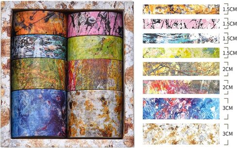 8 Rolls Retro Washi Tape Set Vintage Arts Adhesive Tapes Wide Painting Patterned Decorative Masking Tape Sets for Craft, Kids, Scrapbook, DIY, Gift Wrapping (Flowers & Plants) in Kuwait
