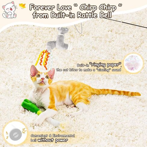 مجموعات ألعاب Cat Orsda ، 5 عبوات ، صوتية Catnip Crinkle ، كيكر هريرة تفاعلي لألعاب تمرينات كيتي داخلية ، طائر ناعم ودائم لجميع السلالات in Kuwait