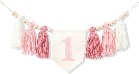 1st Birthday High Chair Banner - Pink Tassel Theme Banner For Girl - First Birthday Party Banner - 1st Birthday Photo Backdrop - Wall Hangings Decorative for Kids Bedroom Nursery Party Holiday in Saudi Arabia