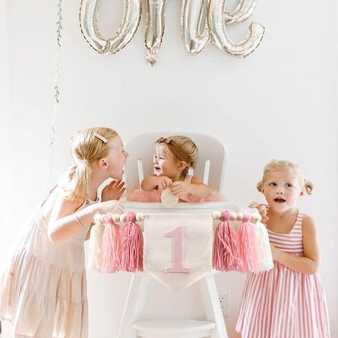 1st Birthday High Chair Banner - Pink Tassel Theme Banner For Girl - First Birthday Party Banner - 1st Birthday Photo Backdrop - Wall Hangings Decorative for Kids Bedroom Nursery Party Holiday in Saudi Arabia