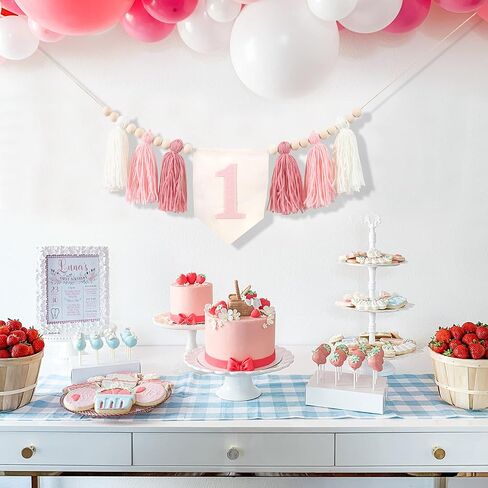 1st Birthday High Chair Banner - Pink Tassel Theme Banner For Girl - First Birthday Party Banner - 1st Birthday Photo Backdrop - Wall Hangings Decorative for Kids Bedroom Nursery Party Holiday in Saudi Arabia