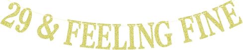 29 & Feeling Fine Banner, Cheers to 29 Years, Rip My Youth, Happy 29th Birthday Party Decorations Black Glitter in Saudi Arabia