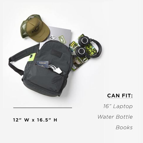 ALOHA Collection Keep It Light Nylon Backpack - Lightweight, Comfortable, Water-Resistant Carry On Backpack-Padded Laptop Sleeve + Side Pockets. Trolley Sleeve for Easy Travel in Black in Kuwait
