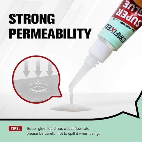 هلام الغراء الفائق ، Superglue متعدد الأغراض ، مادة لاصقة فورية للبلاستيك والخشب والمعادن والإصلاح - اثنا عشر غرامًا ، واضح in Kuwait