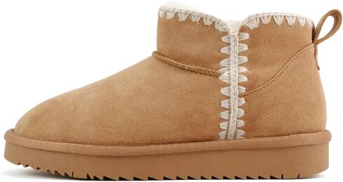 Soda “Groove" ~ Women Round Toe Lug Sole Low Flatform Sherpa-lined Ankle Bootie with Stitch Detail in Kuwait