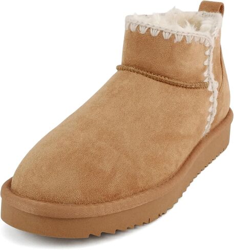 Soda “Groove" ~ Women Round Toe Lug Sole Low Flatform Sherpa-lined Ankle Bootie with Stitch Detail in Kuwait