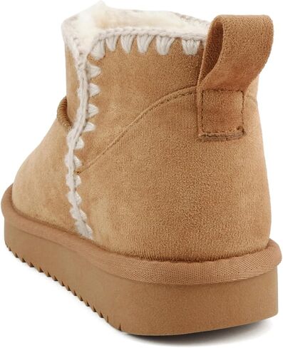 Soda “Groove" ~ Women Round Toe Lug Sole Low Flatform Sherpa-lined Ankle Bootie with Stitch Detail in Kuwait
