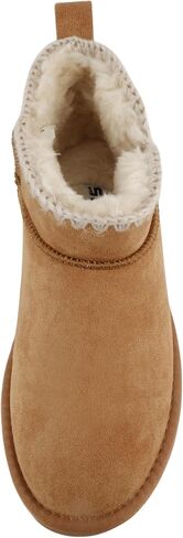 Soda “Groove" ~ Women Round Toe Lug Sole Low Flatform Sherpa-lined Ankle Bootie with Stitch Detail in Kuwait