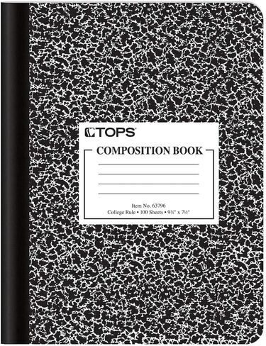 Oxford Composition Notebooks, School Supplies, Notebooks for School, College Ruled Paper, 9-3/4 x 7-1/2 Inches, School Comp Book, Black Marble Covers, 100 Lined Sheets, 12 per Pack (63796) in Saudi Arabia
