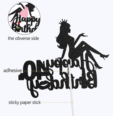 LINGTEER Happy 17th Birthday Crown Queen Lady Thick Paper Cake Topper,Cheers to 17th Years Old Seventeen Bday Party Cake Decorations Sign.- Pink in Kuwait