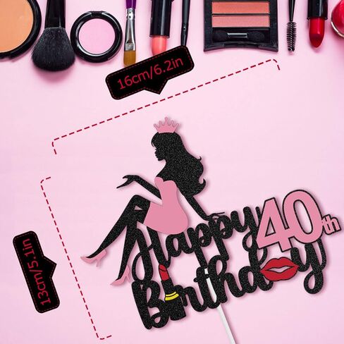LINGTEER Happy 17th Birthday Crown Queen Lady Thick Paper Cake Topper,Cheers to 17th Years Old Seventeen Bday Party Cake Decorations Sign.- Pink in Kuwait