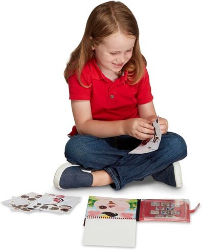 Melissa & Doug On The Go Make-a-Face Reusable Sticker Pad Travel Toy Activity Book – Farm Animals (10 Scenes, 76 Cling Stickers) in Saudi Arabia