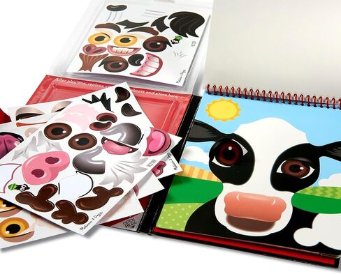 Melissa & Doug On The Go Make-a-Face Reusable Sticker Pad Travel Toy Activity Book – Farm Animals (10 Scenes, 76 Cling Stickers) in Saudi Arabia