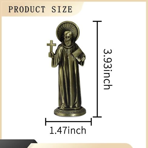 Alloy Bronze Religious Statue Mini Catholic Figures Ornament with Sticker on Bottom to Stick on Car Office Church Home Altar (San Benito Statue) in Saudi Arabia