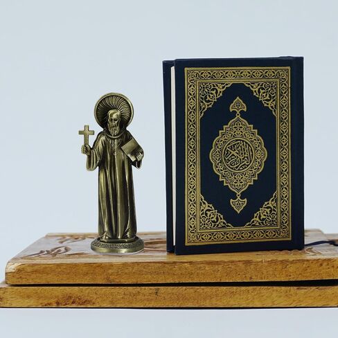 Alloy Bronze Religious Statue Mini Catholic Figures Ornament with Sticker on Bottom to Stick on Car Office Church Home Altar (San Benito Statue) in Saudi Arabia