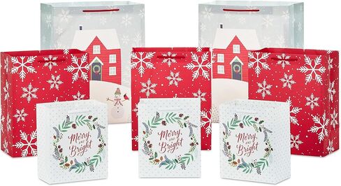 Hallmark 9" Medium Paper Gift Bags (Pack of 8 - White & Kraft) for Easter, Birthdays, Mother's Day, Weddings, Graduations, Baby Showers, Bridal Showers, Care Packages and More in Saudi Arabia