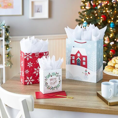 Hallmark 9" Medium Paper Gift Bags (Pack of 8 - White & Kraft) for Easter, Birthdays, Mother's Day, Weddings, Graduations, Baby Showers, Bridal Showers, Care Packages and More in Saudi Arabia