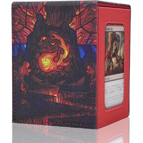 Card Deck Box for MTG Commander Display, Holds 100+ Double-Sleeved Cards,Trading Card Storage Box for TCG/MTG/Sports Cards with 2 Dividers & 1 Toploader