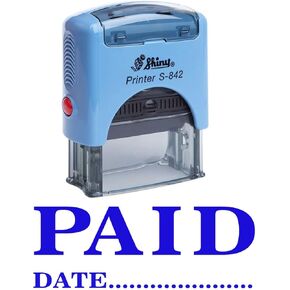 Paid with Date Self Inking Rubber Stamp Office Stationery Custom Shiny Stamp