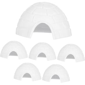 IMIKEYA Mini Igloo Set - 6Pcs Plastic Igloo Figurines & Polar Animal for Fun Playtime and Cake Toppers