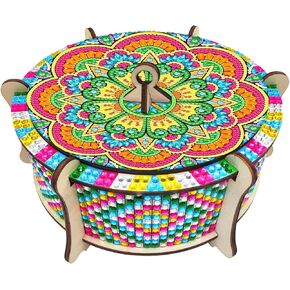 ATDMS Mandala Diamond Art Kits for Adult DIY 5D Diamond Art Wooden Box Full Drill Diamond Painting Kits Diamond Art Storage Box for Home Desktop Decor