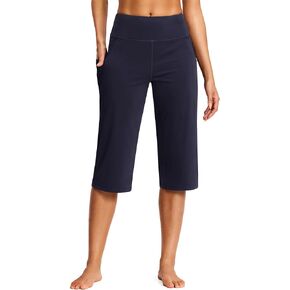 Capri Pants for Women High Waist with Pockets Tummy Control Capri Workout Yoga Pants Leggings Straight Leg Navy