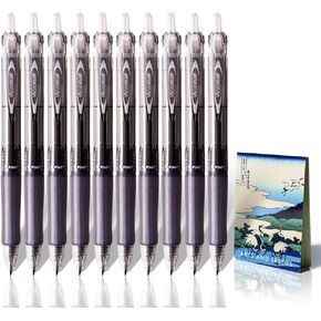 Pilot Acroball ball point pen 0.5mm(Black), 10 pens set with original sticky notes