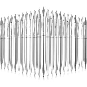 Outus 26 Pcs Metal Slim Ballpoint Pens Bulk Retractable Metallic Black Ink 1 mm Medium Point Smooth Writing for Students Teachers Men Women Uniform Office Business(Silver)