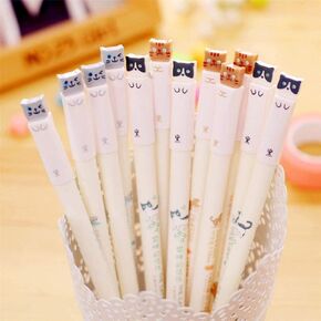 sencoo 12 pack Black Gel Ink Pens Cute Cat Pens 0.5 mm Kawaii Students Gift School Prize Boy and Girl Birthday Present Office Pens (Black)