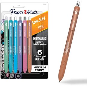 Paper Mate InkJoy Gel Pens, Metallic Pens, Retractable, Medium Point, (0.8mm) Assorted Colors, 10 Count