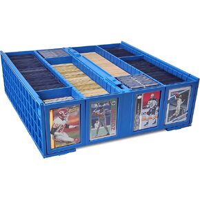 BCW Collectible Card Bin – Blue | Holds 3200 Cards | Includes 4 Dividers | Storage for Pokémon, MTG & Sports Cards