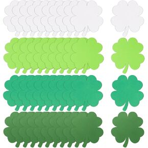 Mixteach 72 PCS Foam Four Leaf Clover St. Patrick's Shamrocks comped Foam Cutouts 6 Inch Clover Foam Die Cuts for Irish St.
