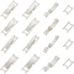 16 Pcs Fold Over Clasps, 4 Styles Brass Fold Over Clasps Metal Jewelry Extender Micro Foldover Extension Clasps for Bracelet Necklace DIY Jewelry Making Crafts, Silver