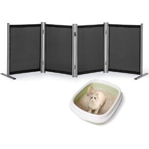 Rantila Cat Litter Box Privacy Screen Cat Litter Box Furniture Best for Your Cat's Health, 68''W x 24''H, Black, Need Assembly