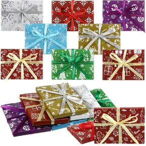 48 Pcs Christmas Gift Card Holder Present Holder Boxes Gift Card Box Christmas Gift Boxes Gift Card Holder Box Gift Wrapping Envelopes Gift Wrap Boxes with Ribbon and Tags for Holiday (Fresh Style)