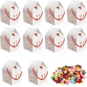 Doerdo DD 10pcs House على شكل صناديق الهدايا حلوى CANIE BOX صناديق هدايا لحفل زفاف الطفل حفل عيد ميلاد ، أبيض ، 3 × 3 × 5 بوصة