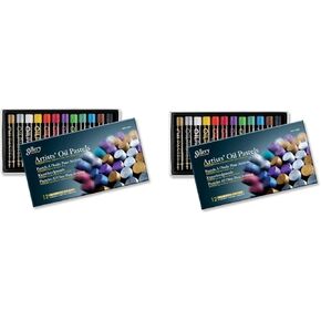 Mungyo Gallery Oil Pastels Box Cardboard Box مجموعة من 12 ألوانًا معدنية