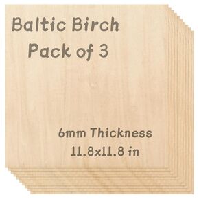 Baltic Birch Plywood - 1/8 Inch Thickness - 11.8" x 11.8" Square Wood Sheets for Laser Cutting, CNC Cutting and Crafts - Pack of 20, by TX liteart