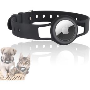 Flexible Silicone AirTag Collar, Apple Air Tag Collar, Heavy Duty Dog Cat Collar with AirTag Holder case, One Size, Adjustable and Flexible, Waterproof, Elegant Collar